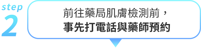 前往藥局肌膚檢測前，事先打電話與藥師預約